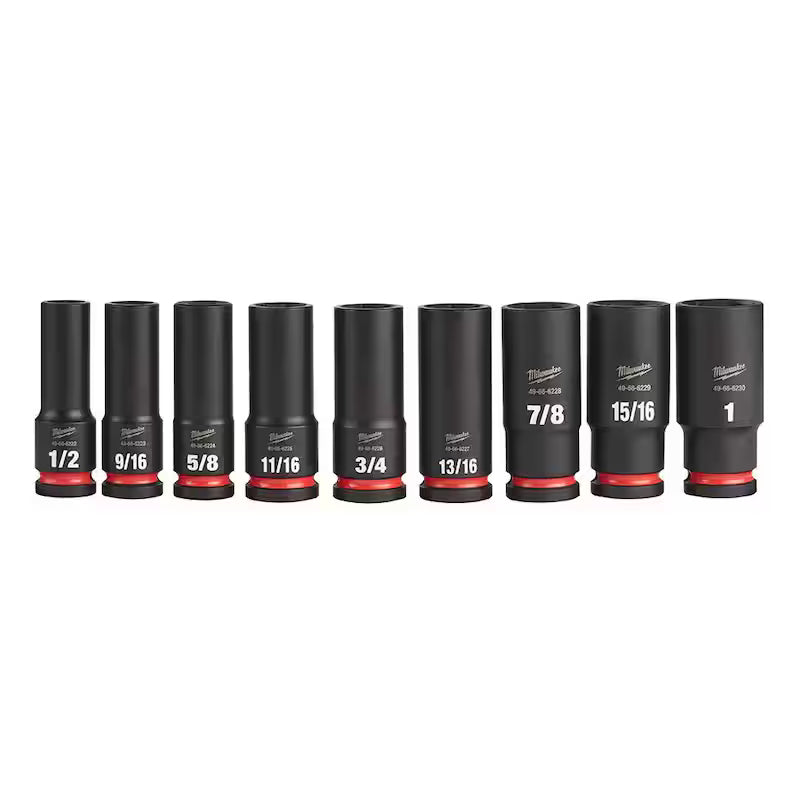 1/2 in. Drive SAE Deep Well Impact Socket Set (9-Piece) H97647