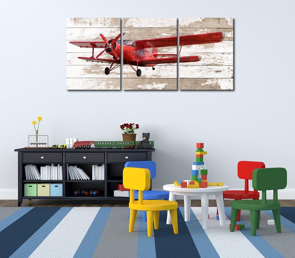 3 Piece Retro Airplane Canvas Prints Wall Art Stretched and Framed 16x20 W9543
