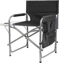 Steel Frame Director's Folding Camping Chair with Side Table and Pockets X418344