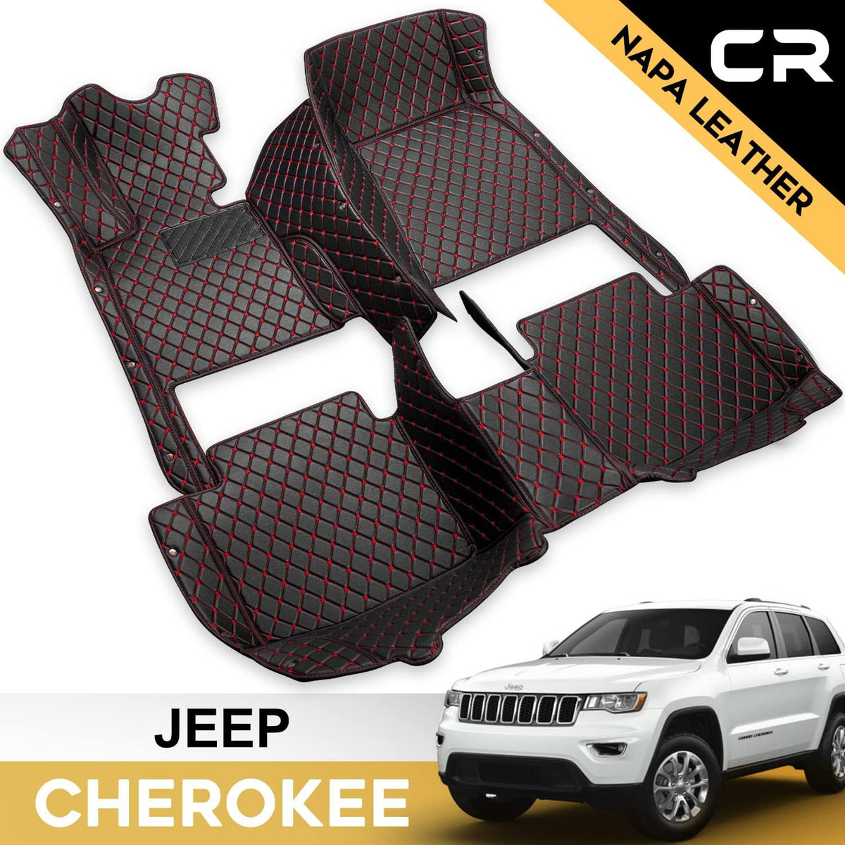 Leather Car Floor Mats Custom Fit 1st & 2nd Row Black Z164