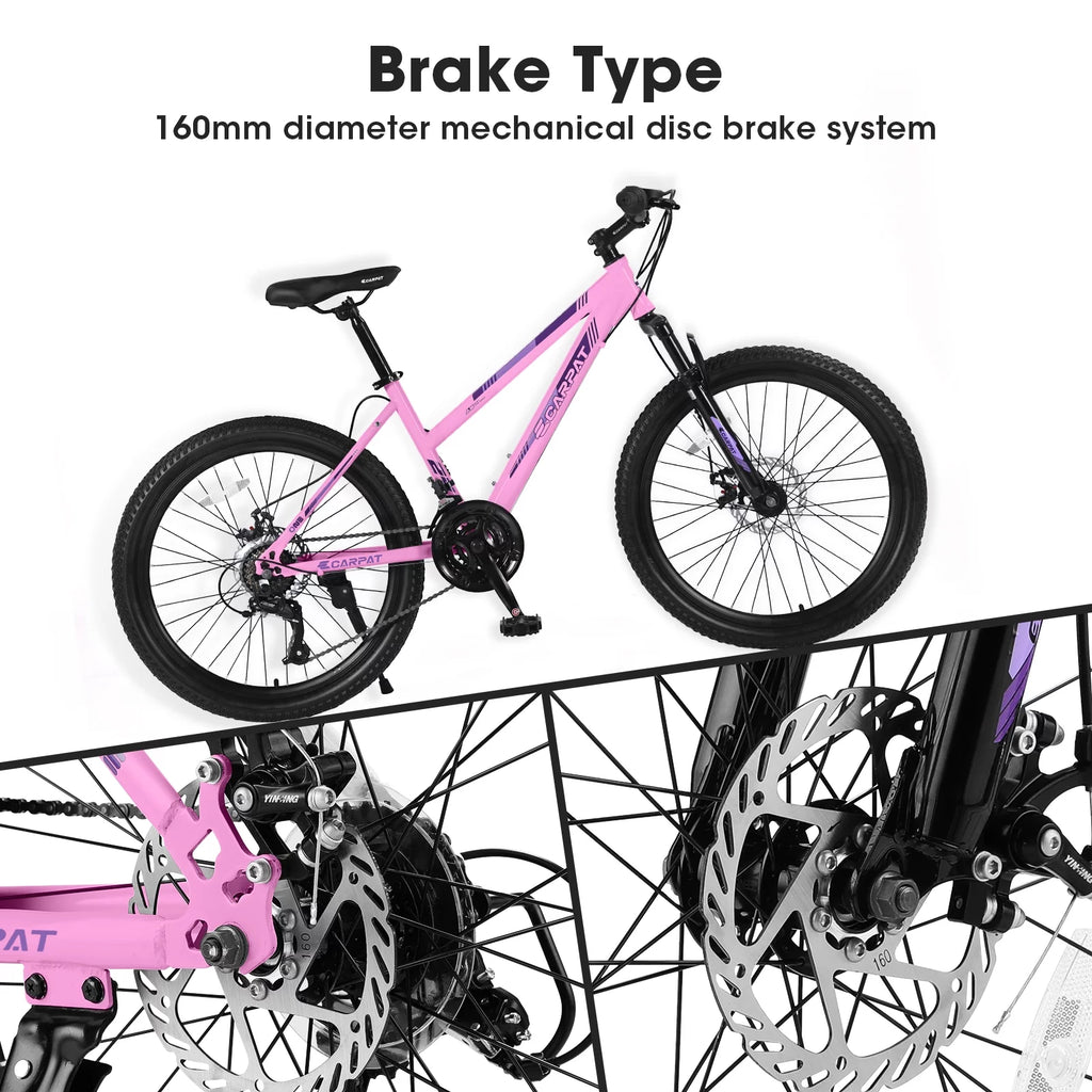 24 inch Mountain Bike with Dual Disc Brakes White O578