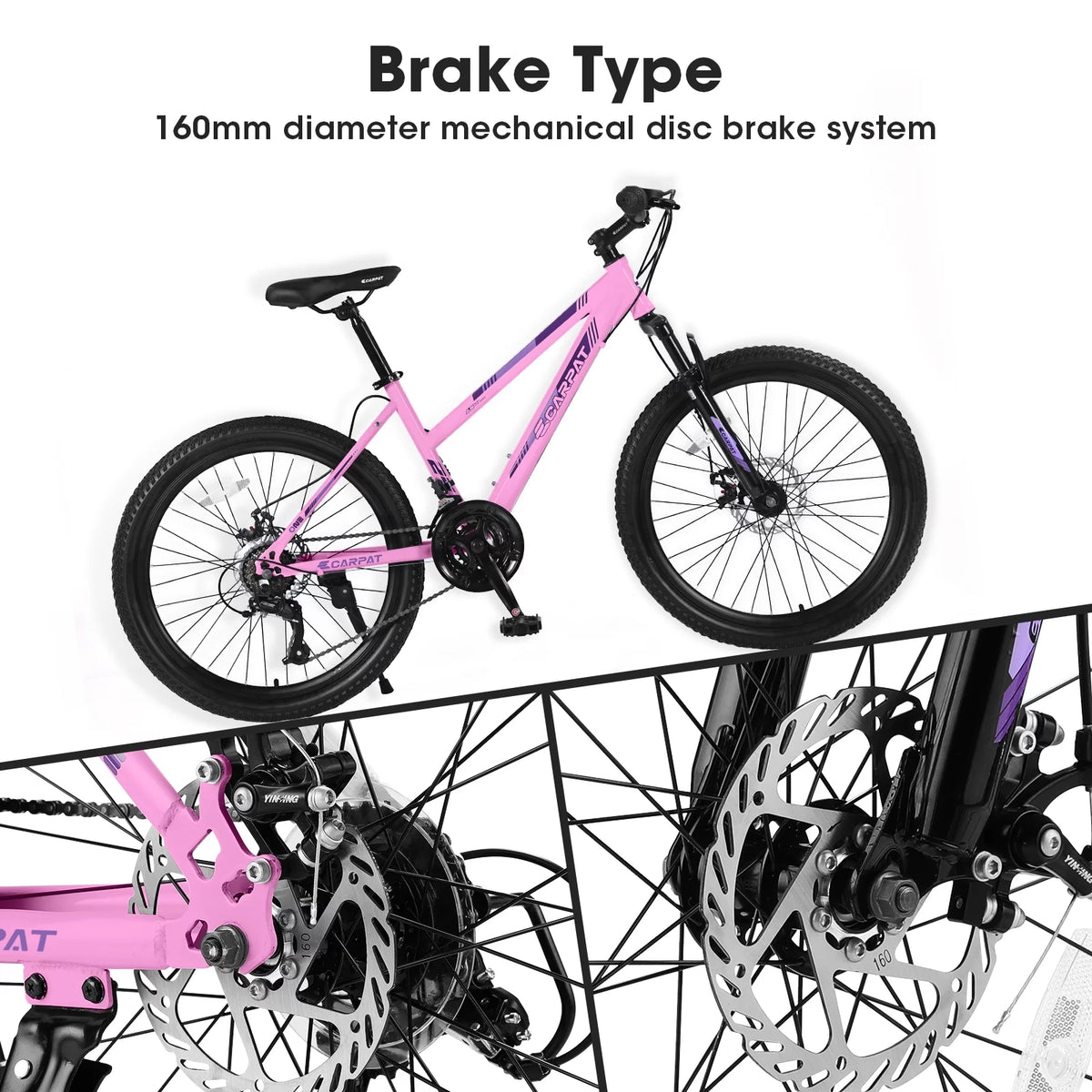 24 inch Mountain Bike with Dual Disc Brakes White O578