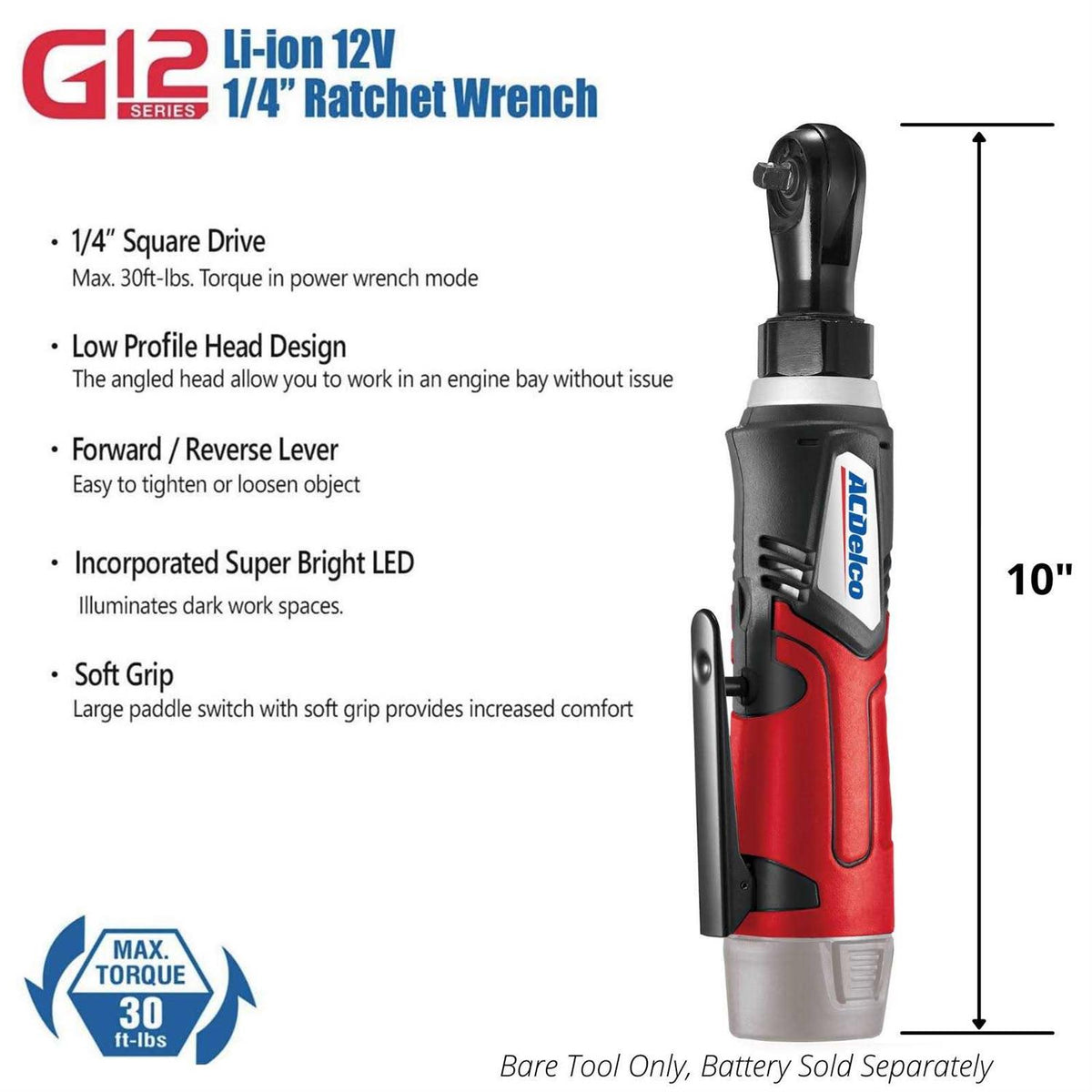 12V Cordless Li-ion 1/4 inch Ratchet Wrench Z48734
