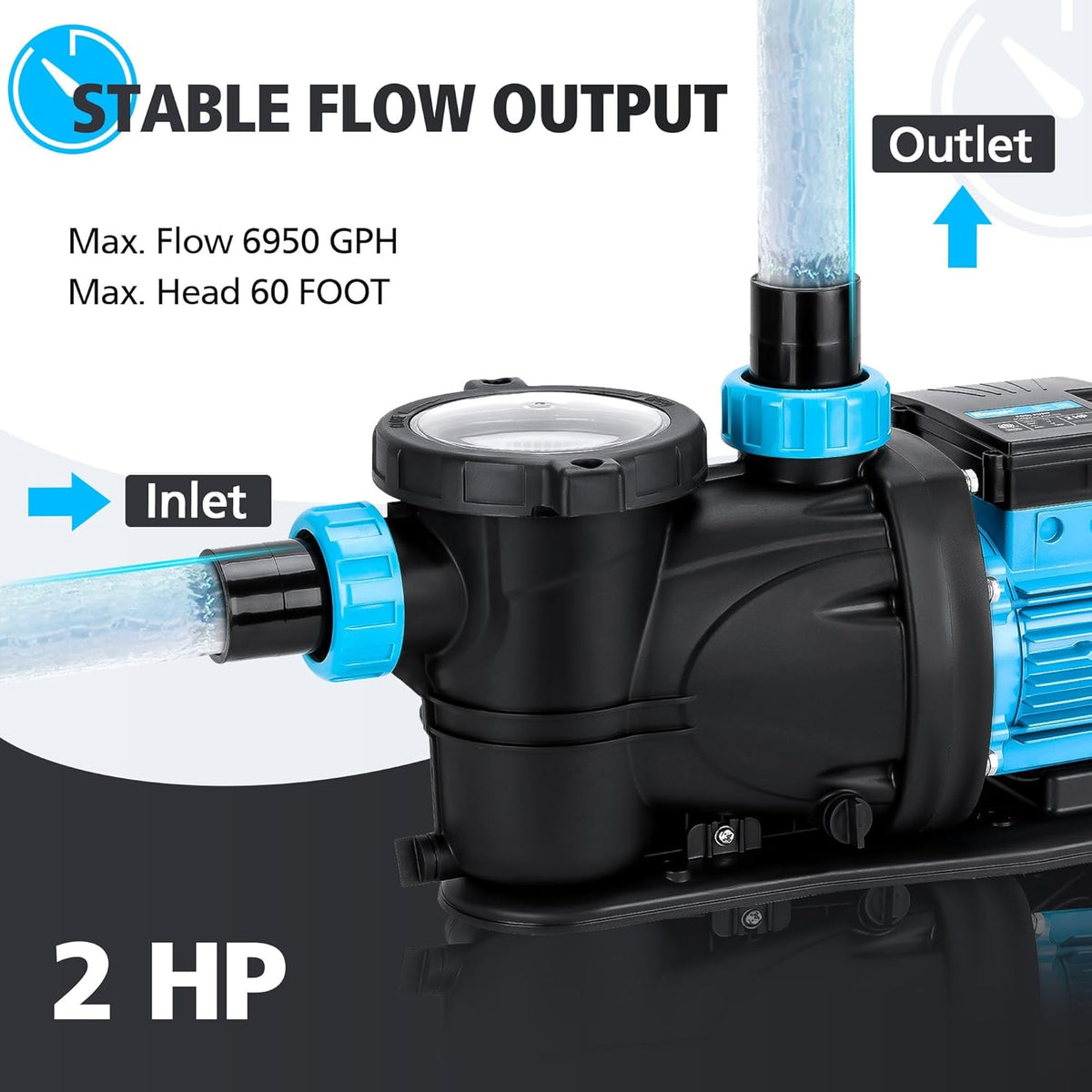 2HP 6950 GPH 115V Single Speed Self Priming Pool Pump with Strainer Basket B840117