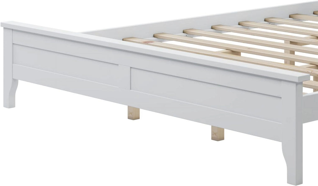 White Queen Size Solid Wood Platform Bed I770