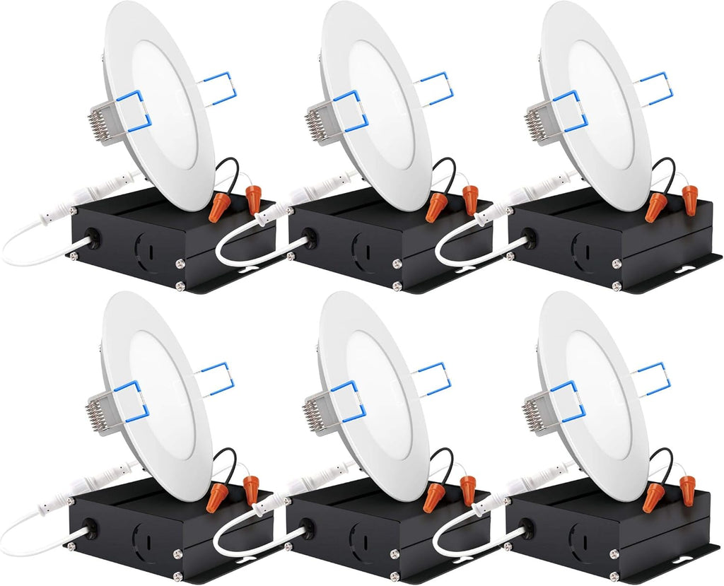 6 Pack 6 Inch Ultra Thin LED Recessed Ceiling Lights, 3000K Warm White, Dimmable 14W H536