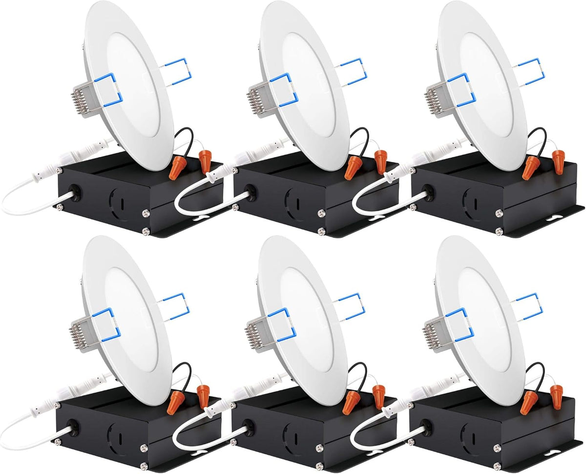 6 Pack 6 Inch Ultra Thin LED Recessed Ceiling Lights, 3000K Warm White, Dimmable 14W H536