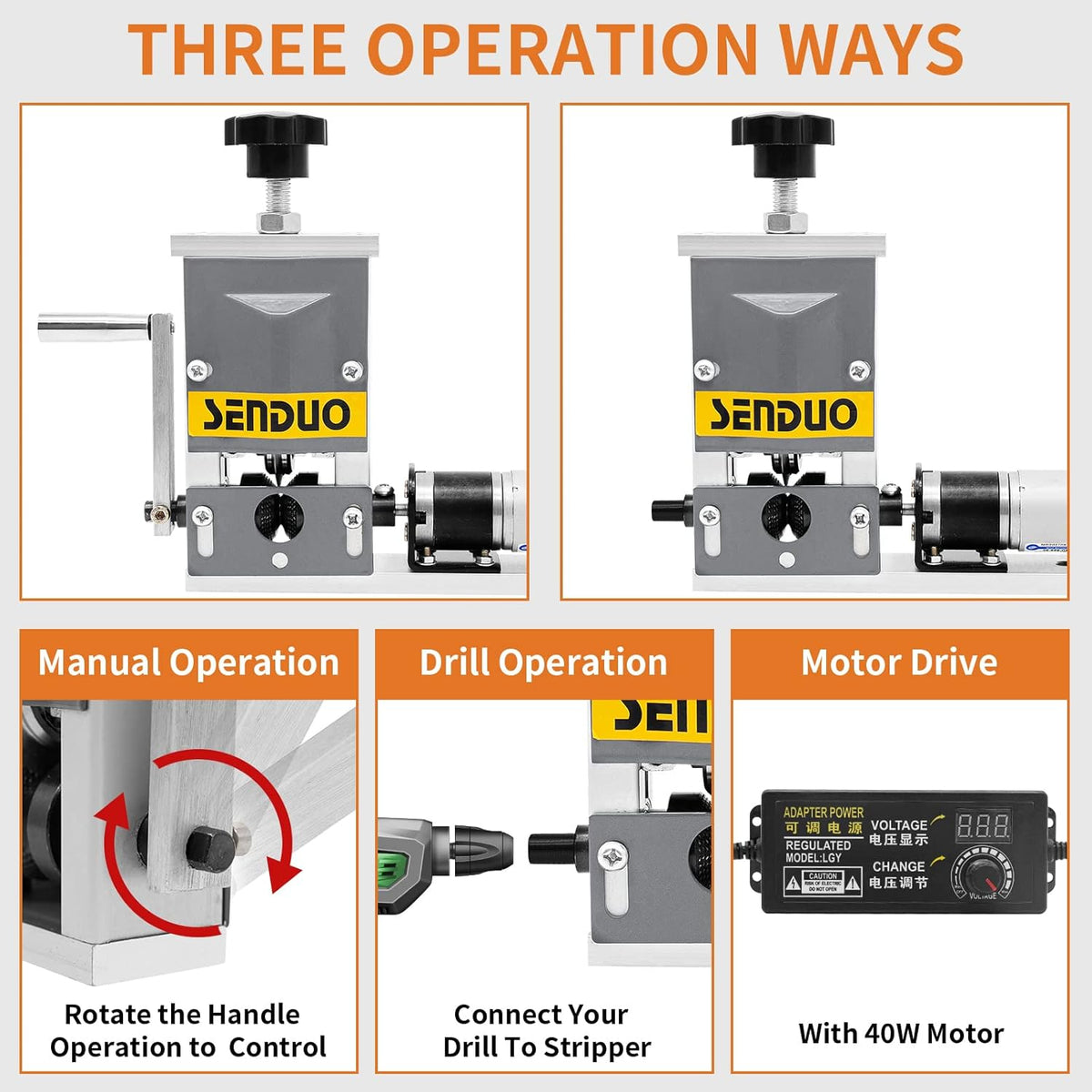 Automatic Wire Stripper Machine Wire Diameter 0.04-0.79inch Adjustable Power 40W Portable Cable Stripper M785311