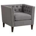 Gray Button Tufted Accent Chair with Nailhead Trim B31058