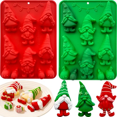 Silicone Christmas Gnome Candy Chocolate Mold, 2 Pack I7051