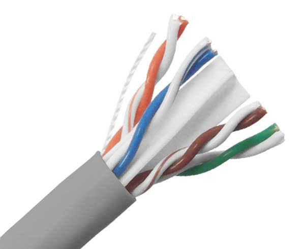 Cat6a Plenum Bulk Ethernet Cable, CMP, Solid 23AWG Gray A297