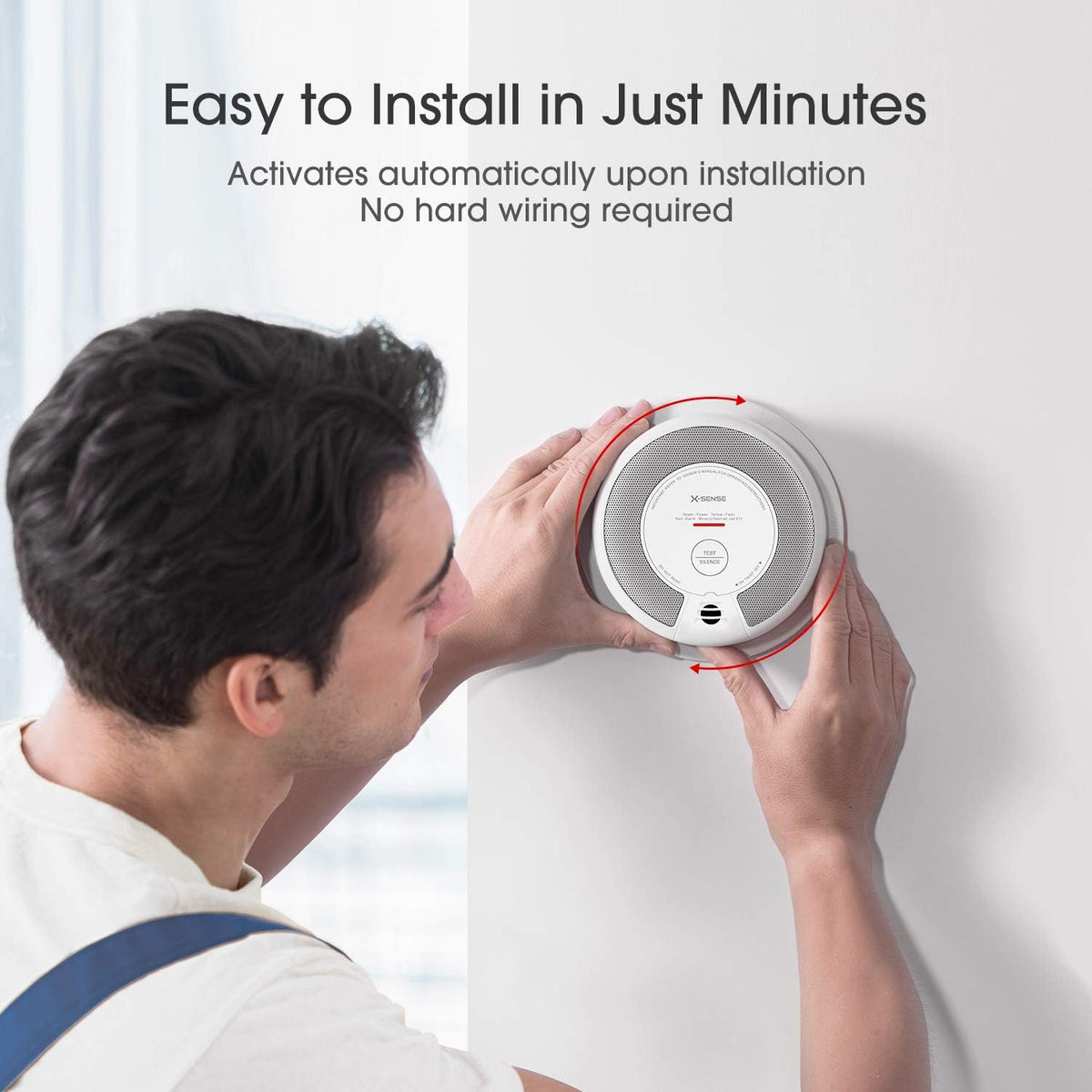 2-in-1 Smoke and Carbon Monoxide Detector Alarm, 10-Year Battery-Operated, Pack of 5 U108616