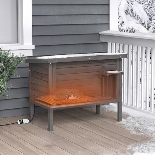 Outdoor Feral Cat House Heated Cat Shelter with Insulated Foam 34.5"X21.5"x27.2" M52419