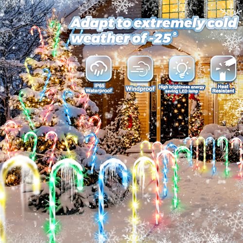24 Pack Candy Cane Pathway Stake Lights D243