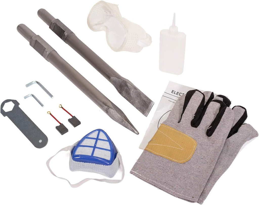 3600W Heavy Duty Electric Demolition Jack Hammer Concrete Breaker with Chisel & Point Chisel Bit Hand Gloves Case H794