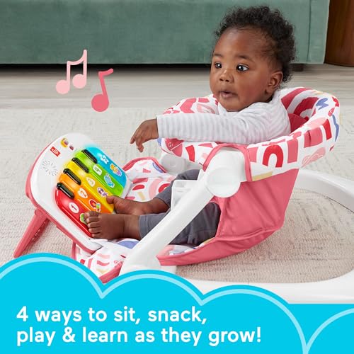 Pink Portable Baby Chair with Piano Toy & Snack Tray W9796