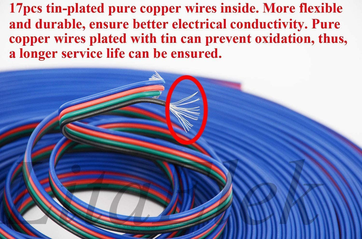 22AWG 10m/33ft 4 Pin RGB LED Extension Cable O3386