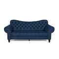 Navy Blue and Dark Brown 3 Seater Fabric Sofa J30334