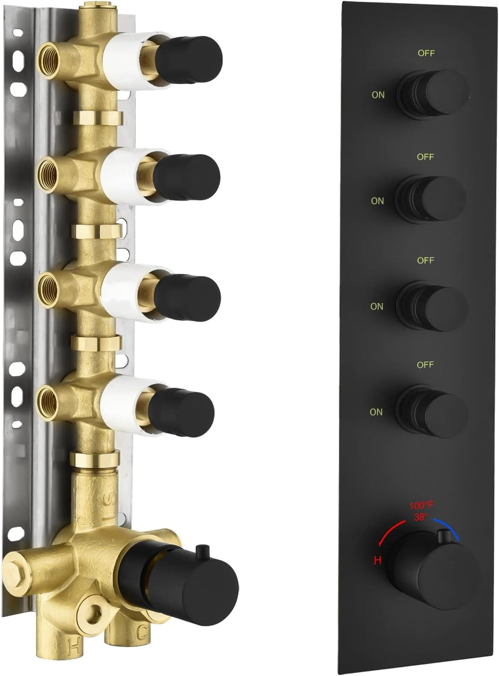 Brushed Nickel Solid Brass Shower Diverter Thermostatic Mixer Valve with Trim S394526