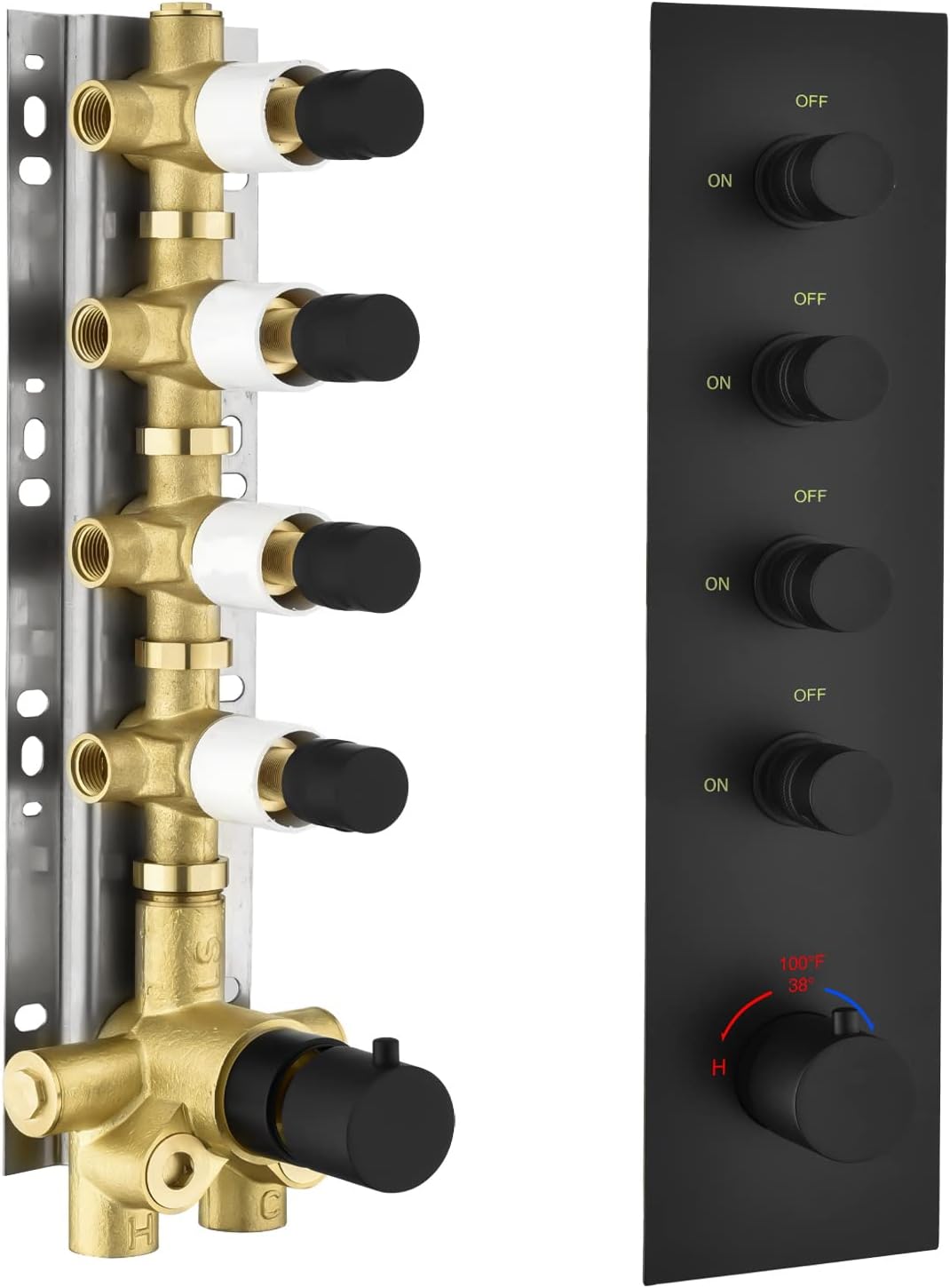 Brushed Nickel Solid Brass Shower Diverter Thermostatic Mixer Valve with Trim S394526