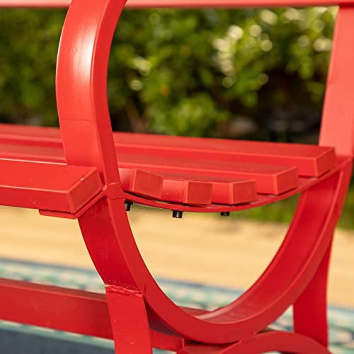 50" Black Cast Iron Outdoor Bench with Floral Backrest R685