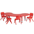 5 Piece Half Moon Activity Table Set in Red Y6607