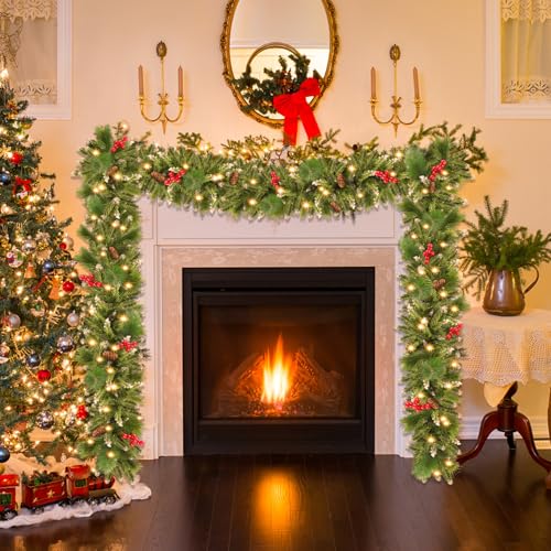 50 LEDs 9FT Prelit Garland Q318905