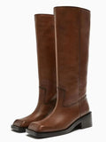 Square Toe Flat Knee Boots N570