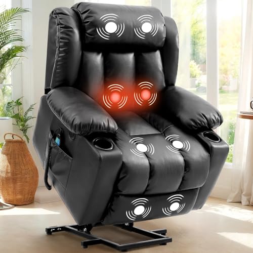 Ochre Leather Power Lift Recliner Chair with Massage & Heat X64076