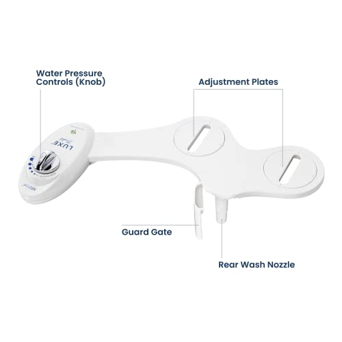 Fresh Water Non-Electric Bidet Attachment for Toilet Seat, Adjustable Water Pressure, Rear Wash (White) B9461