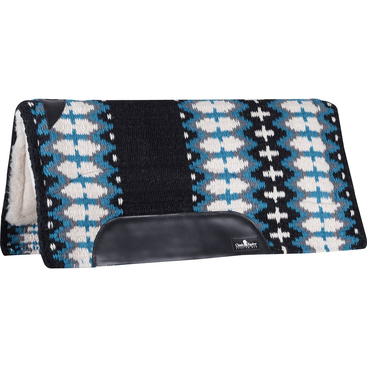 Navy Ivory Wool Top Saddle Pad 32x34 I588