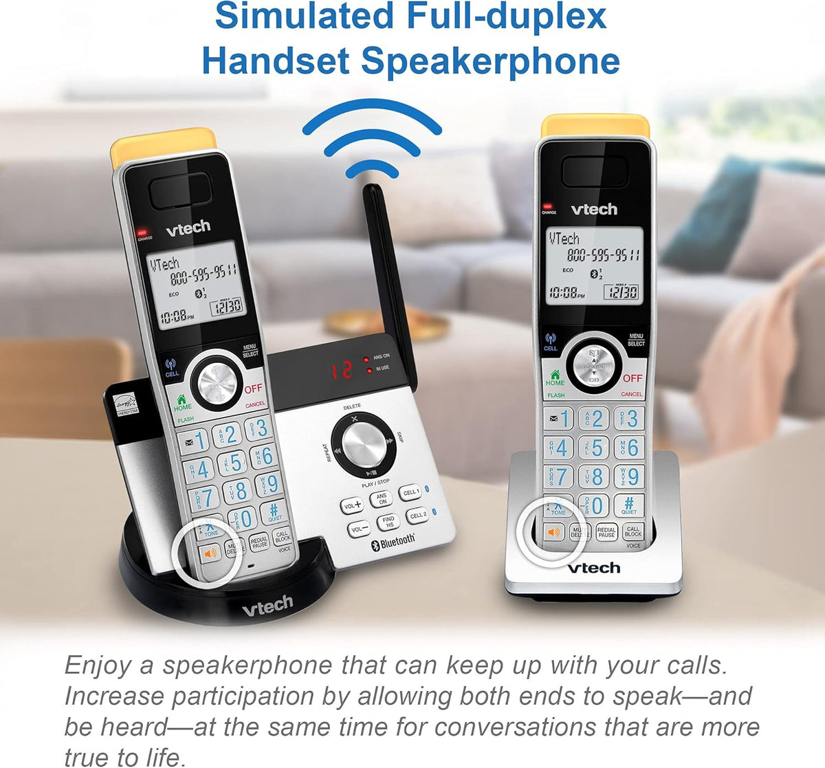 2 Handset Cordless Phone with Answering Machine D964583