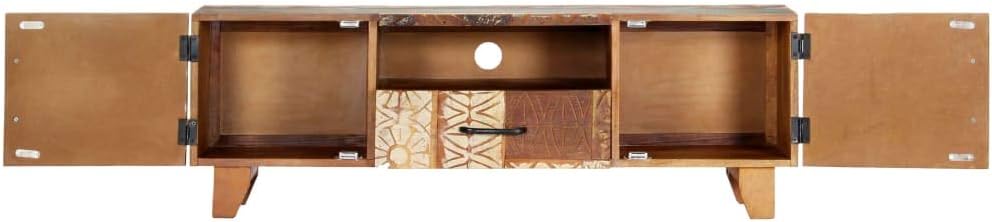 Hand Carved TV Cabinet Solid Reclaimed Wood T220
