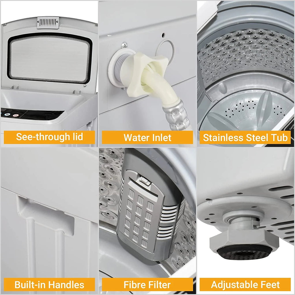13lbs 1.32cu.ft Compact Automatic Washing Machine with Drain Pump M6135