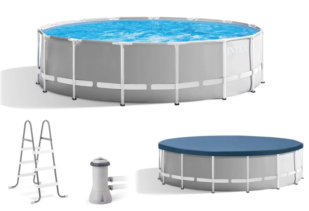 15 Foot x 42 Inch Prism Frame Above Ground Swimming Pool Set with Filter J43077