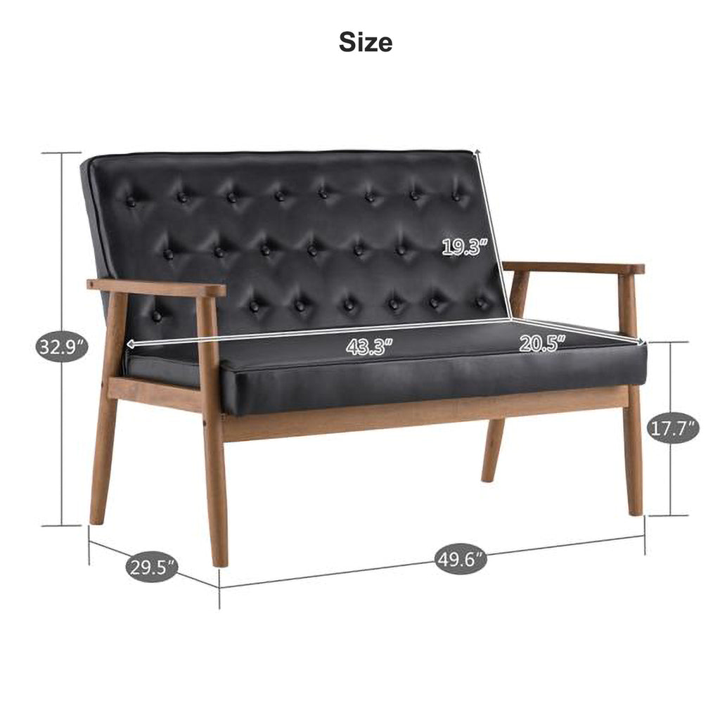 Black PU Leather Loveseat Lounge Chair Y32771