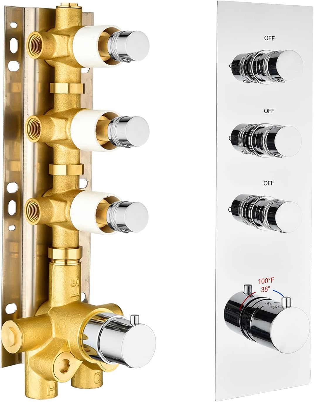 Brushed Nickel Solid Brass Shower Diverter Thermostatic Mixer Valve with Trim S394526