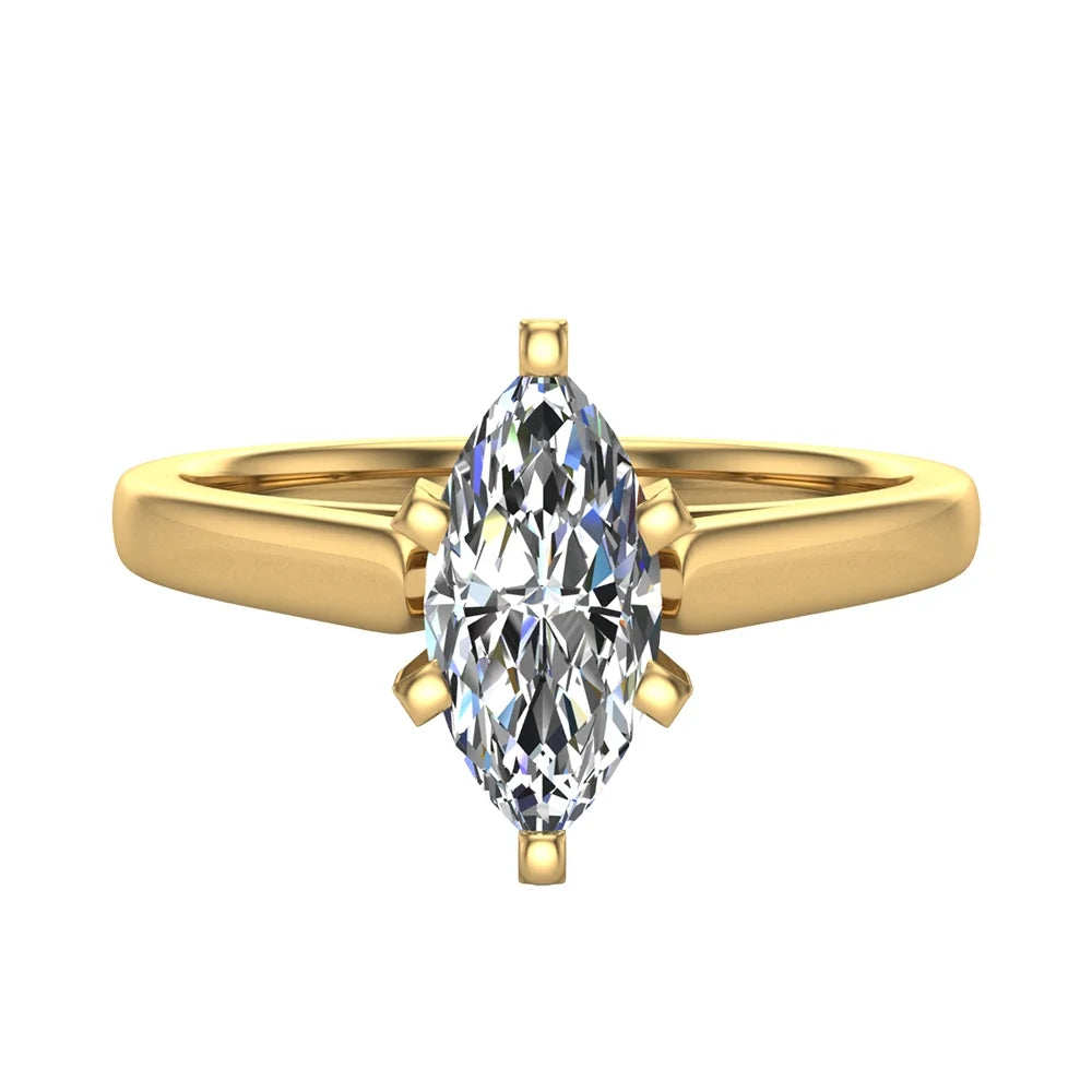 Marquise Cut Diamond Engagement Ring 5/8 Carat 14K Gold 6 Prong Solitaire Setting I70446