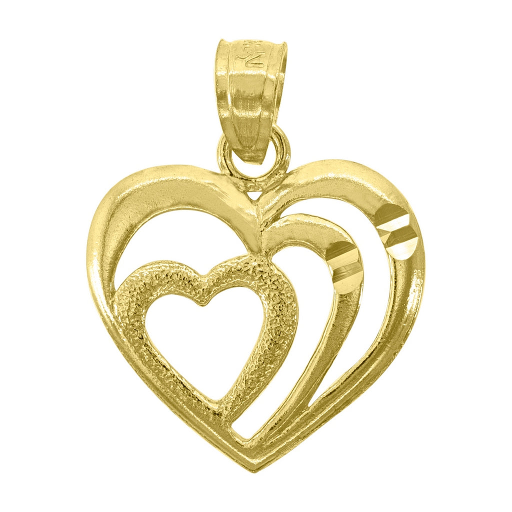 14k White Gold Heart Pendant Necklace L8971