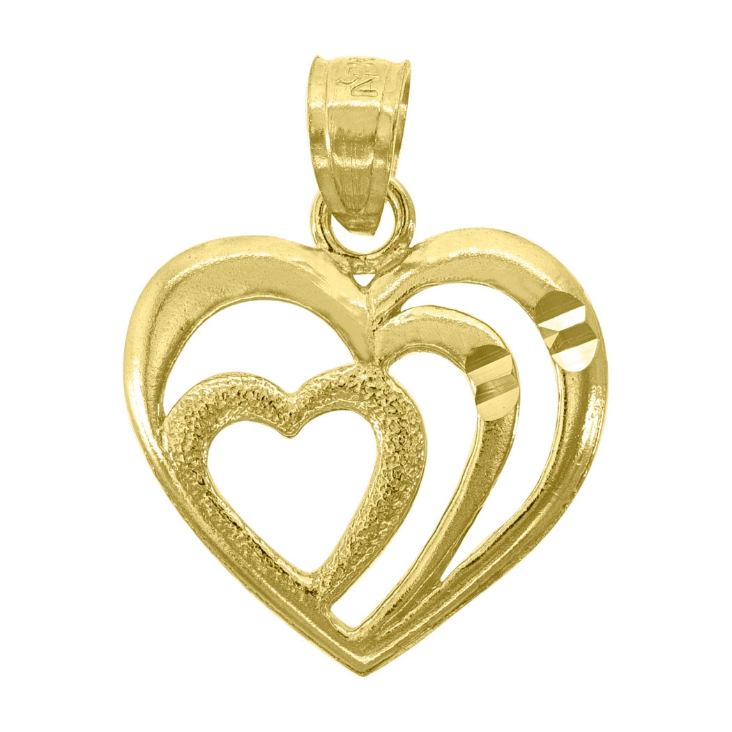 14k White Gold Heart Pendant Necklace L8971