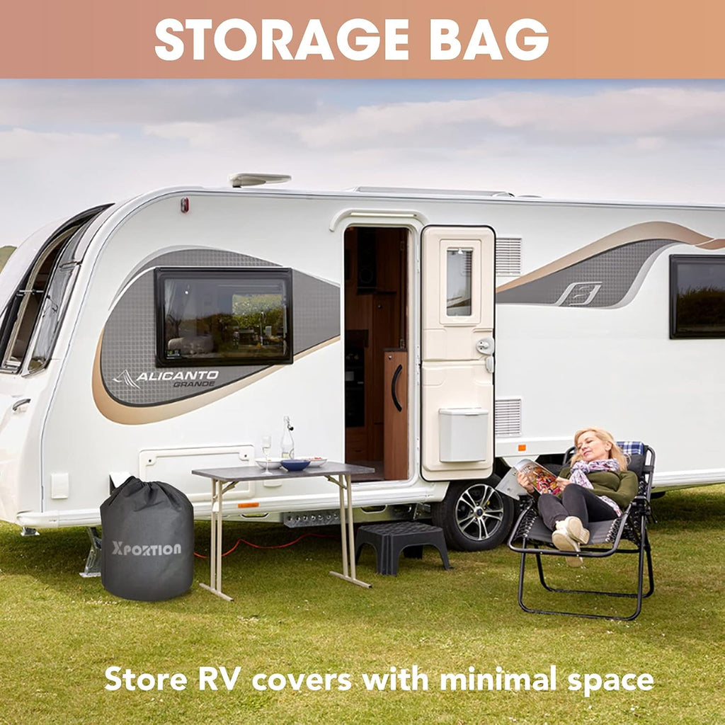 4-Layer Windproof Travel Trailer Cover Fits 27' - 30' with 2 Straps and 2 Patches A9517