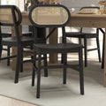 Set of 2 Cane Rattan Dining Chairs with Solid Wood Frames K20007