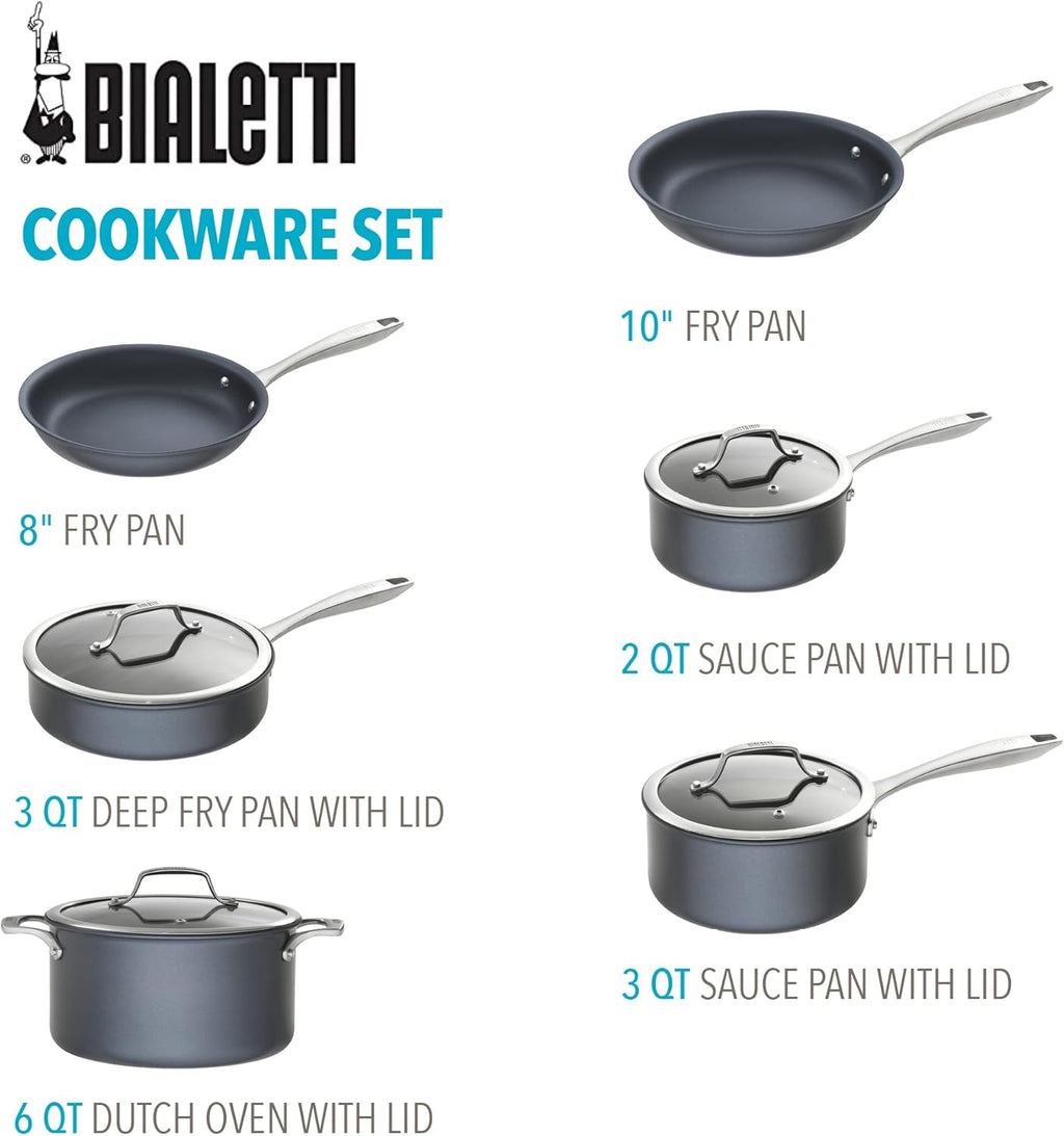 Gray Hard Anodized Nonstick 10-Piece Cookware Set P442
