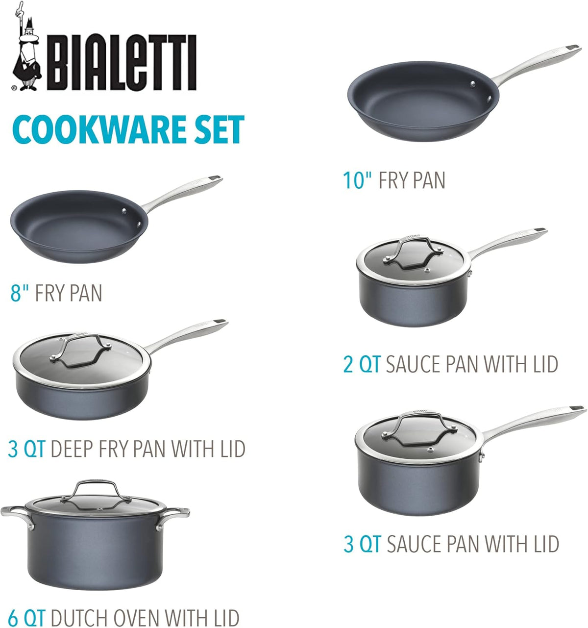 Gray Hard Anodized Nonstick 10-Piece Cookware Set P442