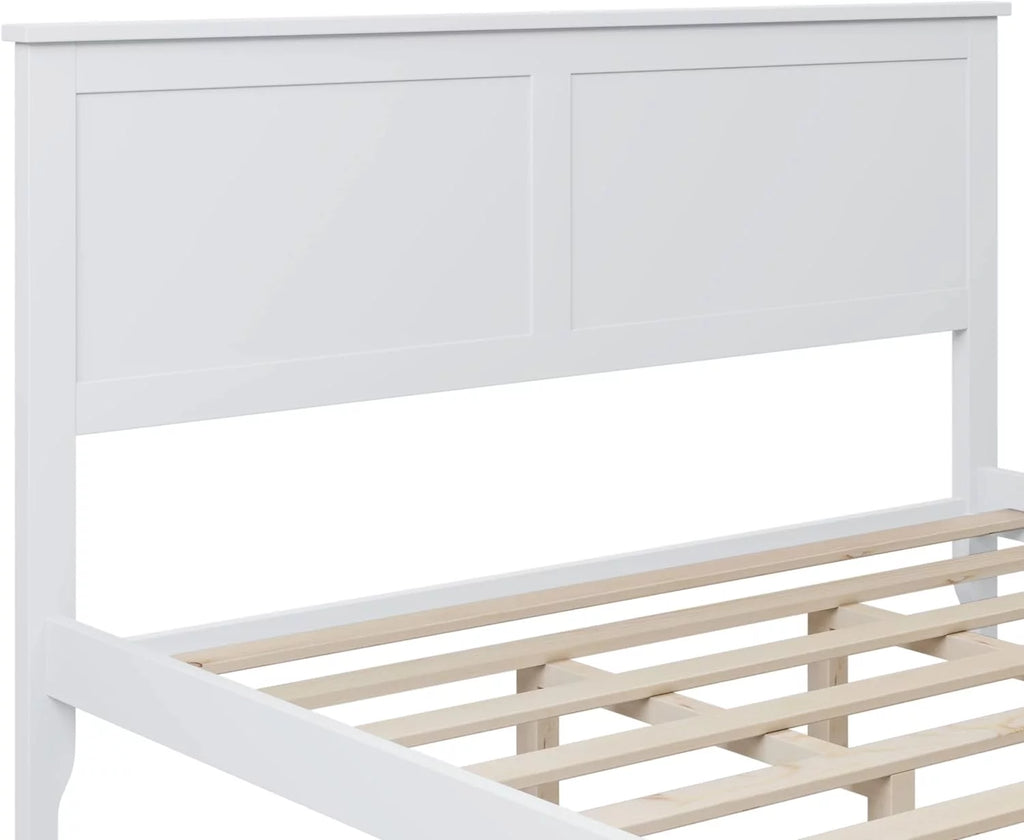 White Queen Size Solid Wood Platform Bed I770
