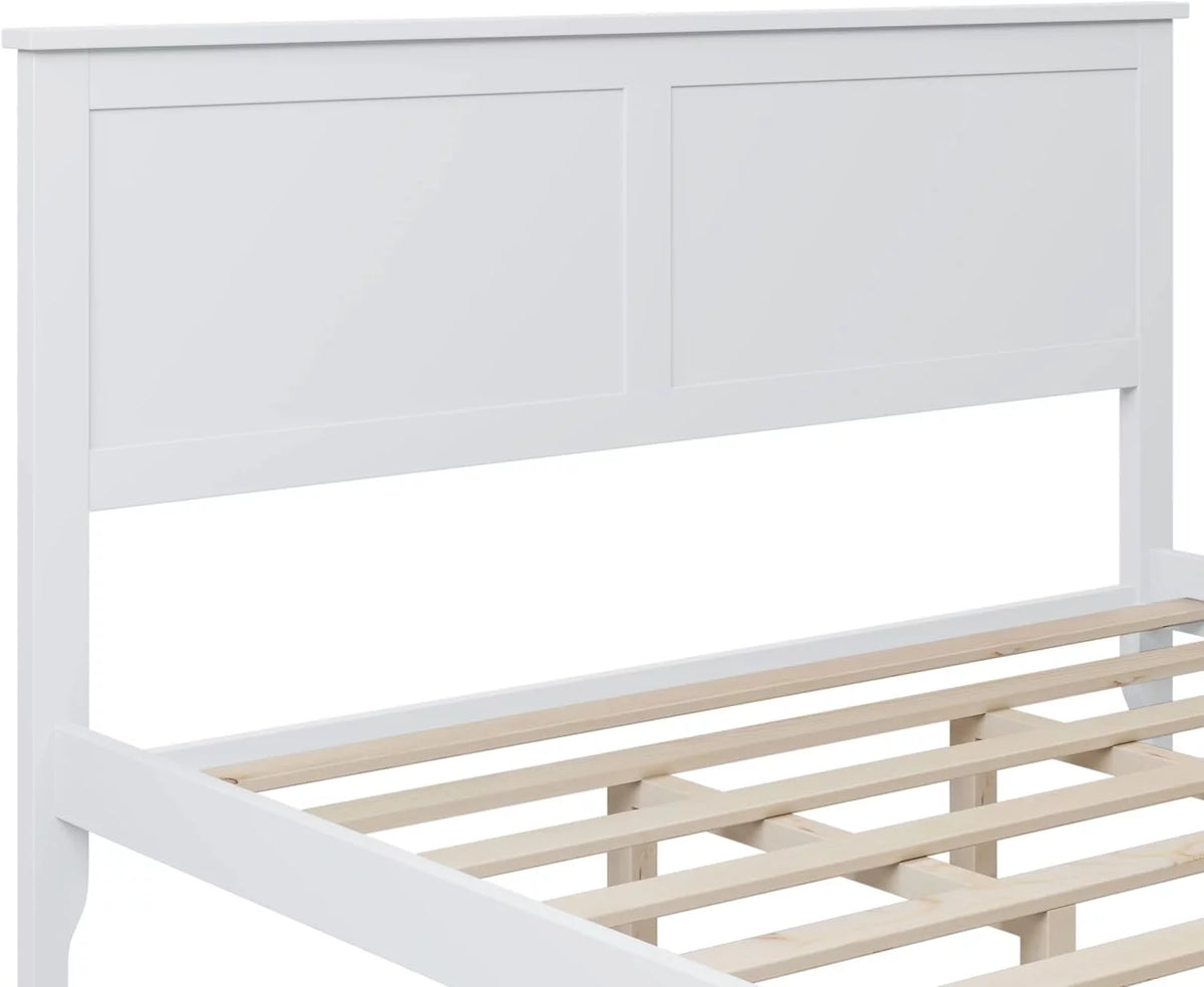 White Queen Size Solid Wood Platform Bed I770