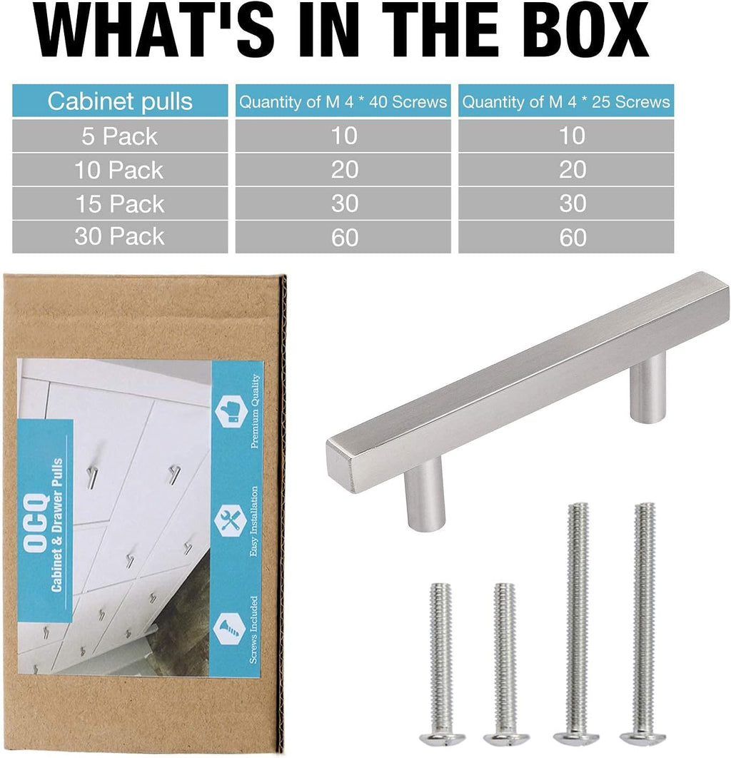 5 Pack Stainless Steel Square Cabinet Handles 5 Inch N44625