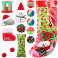 11 Pcs Christmas Catnip Cat Toy Gift Set with Santa Snowman Plush Balls Crinkle Mice L5906