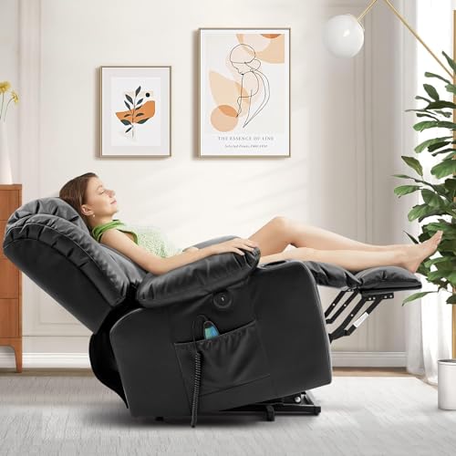 Ochre Leather Power Lift Recliner Chair with Massage & Heat X64076