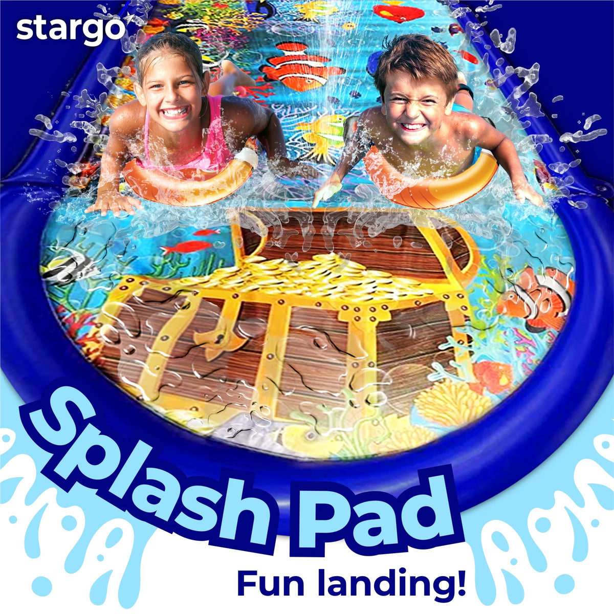 18 Feet x 5 Feet Water Slide with Splash Pad and Sprinkler G9126